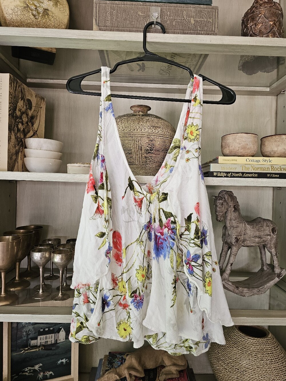 Free People Ivory Comb layered tank top with wildflowers - Picture 7 of 8